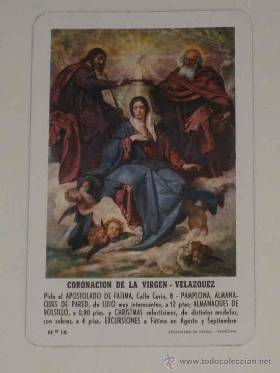 Colecionismo Calend&aacute;rios: CALENDARIO DE FOURNIER CORONACION DE LA VIRGEN, VELAZQUEZ - A&ntilde;o 1967