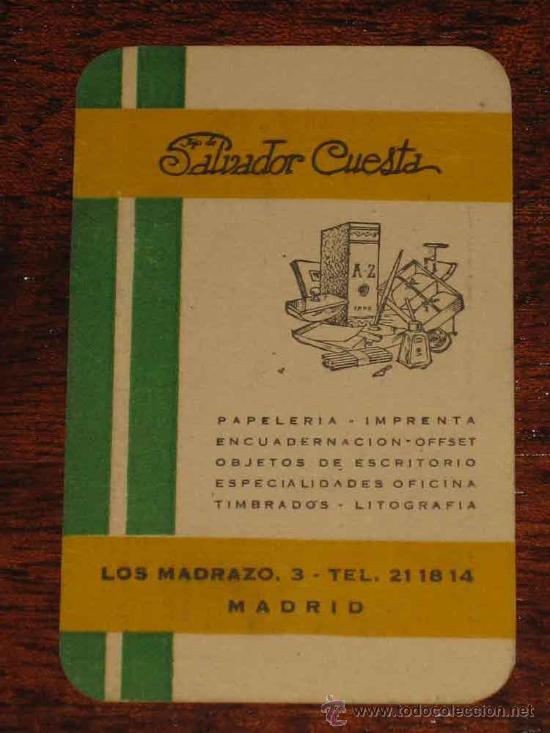 Colecionismo Calend&aacute;rios: CALENDARIO DE BOLSILLO 1960 PUBLICIDAD SALVADOR CUESTA, PAPELERIA, IMPRENTA