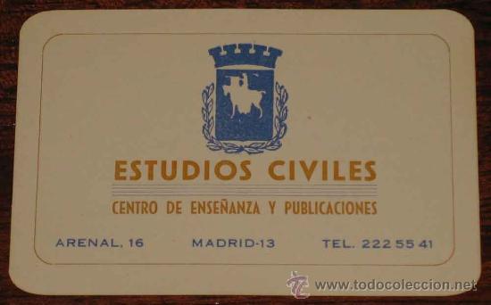 Colecionismo Calend&aacute;rios: CALENDARIO DE BOLSILLO 1962 PUBLICIDAD ESTUDIOS CIVILES