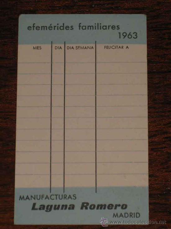 Collectables Calendars: CALENDARIO DE BOLSILLO 1963 PUBLICIDAD MANUFACTURAS LAGUNA ROMERO DE MADRID