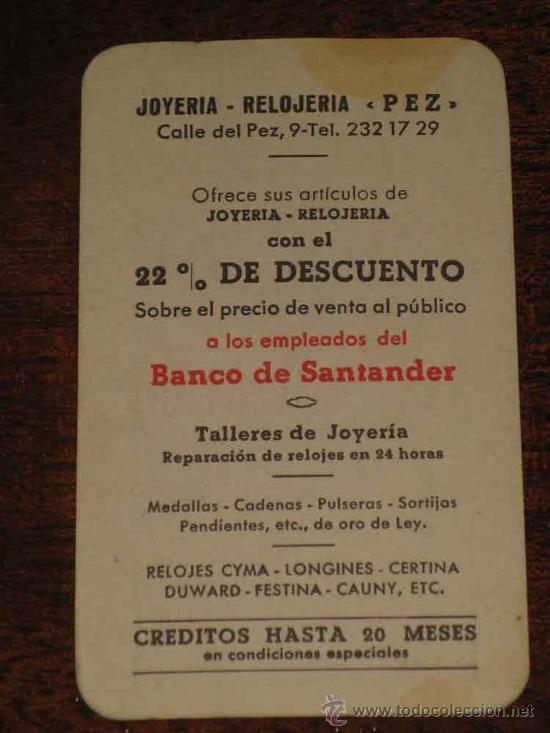 Colecionismo Calend&aacute;rios: CALENDARIO DE BOLSILLO 1963 PUBLICIDAD JOYERIA RELOJERIA PEZ