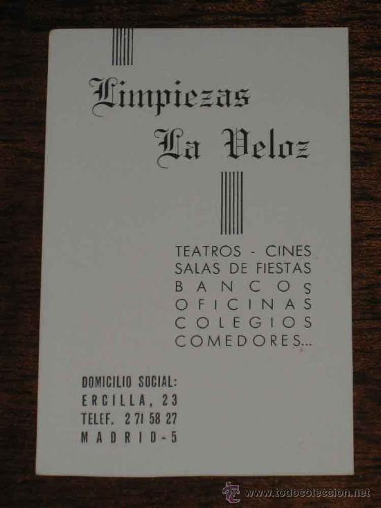 Collectables Calendars: CALENDARIO  1965 CON PUBLICIDAD DE LIMPIEZAS LA VELOZ DE MADRID