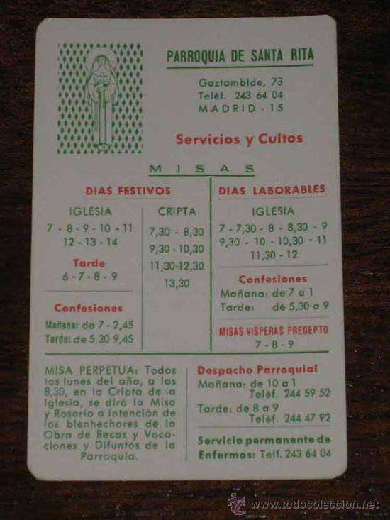Coleccionismo calendarios: CALENDARIO 1969 - PUBLICIDAD DE PARROQUIA DE SANTA RITA - MADRID