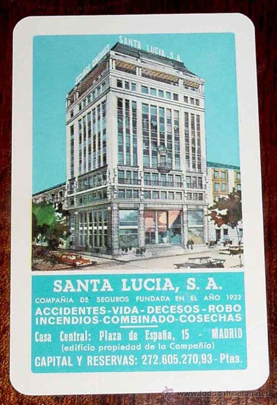 Colecionismo Calend&aacute;rios: CALENDARIO FOURNIER CON PUBLICIDAD DE SANTA LUCIA S.A. 1970 -