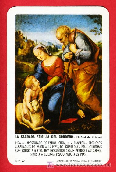 Collectionnisme Calendriers: CALENDARIO FOURNIER ,  LA SAGRADA FAMILIA DEL CORDERO  ,  1977   ,CAL2905