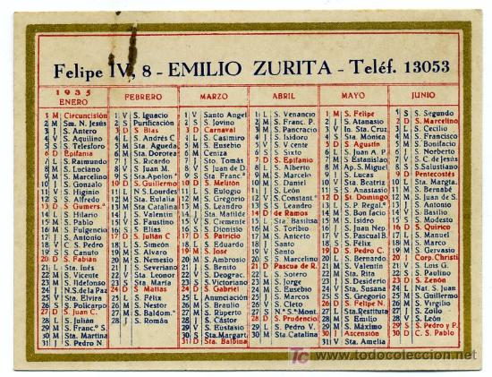CALENDARIO 1935