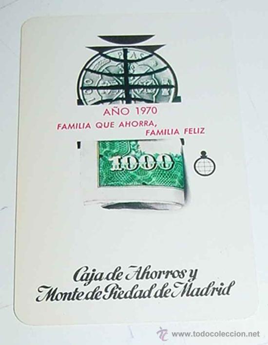 Collectables Calendars: CALENDARIO FOURNIER CON PUBLICIDAD DE CAJA DE AHORROS Y MONTE DE PIEDAD DE MADRID 1970