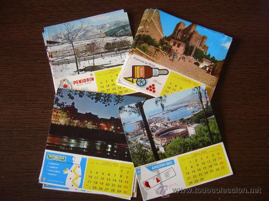 Coleccionismo calendarios: Lote 19 calendarios Enero-Abril 1969 (postales de B&eacute;jar, Almansa, L&eacute;rida y M&aacute;laga) y publicidad