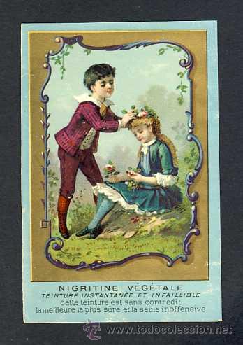 Colecionismo Calend&aacute;rios: Calendario de 1887, publicidad de Nigritine Vegetale. Ni&ntilde;os en el campo (ver foto del dorso)