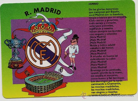 Collectables Calendars: calendario.- futbol.- r madrid .- himno - garca taller mecanico - a&ntilde;o 1998