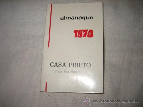Coleccionismo calendarios: ALMANAQUE 1970       CASA  PRIETO LEON - Foto 1