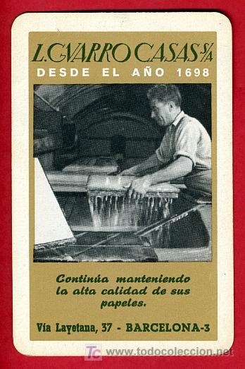 Colecionismo Calend&aacute;rios: CALENDARIO FOURNIER  L.GUARRO CASAS  , 1962 REVERSO HORIZONTAL, CAL 3193