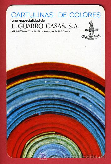 Colecionismo Calend&aacute;rios: CALENDARIO FOURNIER  L. GUARRO CASAS , 1972 REVERSO HORIZONTAL , CAL3222