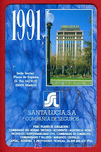 Collectables Calendars: CALENDARIO FOURNIER  SEGUROS SANTA LUCIA  , 1991 , CAL3380