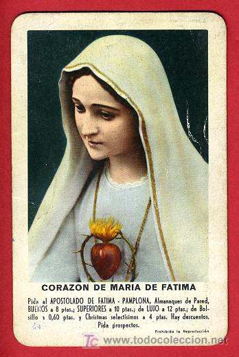 Collezionismo Calendari: CALENDARIO FOURNIER  CORAZON DE MARIA DE FATIMA , 1961 , CAL3499