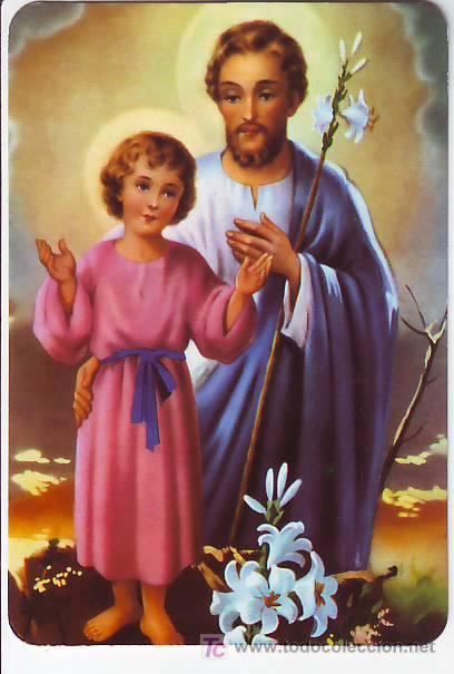 Coleccionismo calendarios: Calendario religioso San Jos&eacute; y el ni&ntilde;o Jes&uacute;s RLG a&ntilde;o 2001