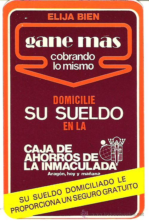 Coleccionismo calendarios: CALENDARIO DE BOLSILLO. A&Ntilde;O 1980. CAJA DE AHORROS DE LA INMACULADA. ZARAGOZA