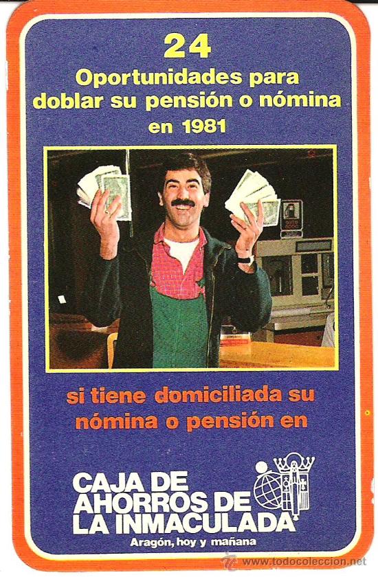 Coleccionismo calendarios: CALENDARIO DE BOLSILLO. A&Ntilde;O 1981. CAJA DE AHORROS DE LA INMACULADA. ZARAGOZA