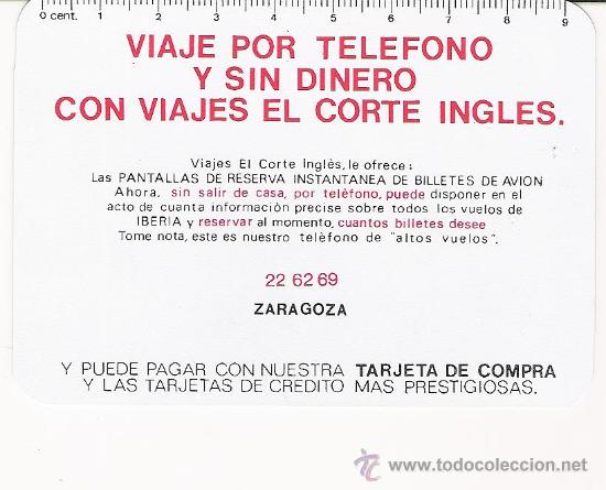 Coleccionismo calendarios: CALENDARIO DE BOLSILLO. A&Ntilde;O 1982. VIAJES EL CORTE INGLES. ZARAGOZA