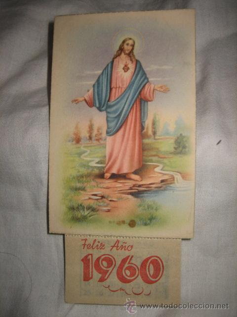 Sammeln von Kalendern: POSTAL  SAGRADO CORAZON DE JESUS CON CALENDARIO DEL A&Ntilde;O 1960