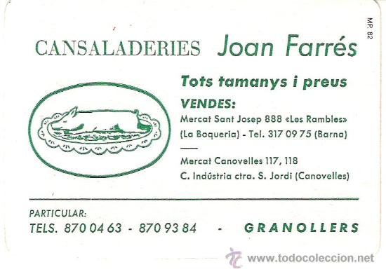 Coleccionismo calendarios: CALENDARIO DE BOLSILLO. A&Ntilde;O 1990. CARNICERIAS JOAN FARRES. BARCELONA