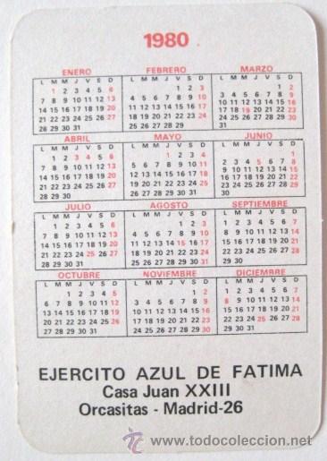 Coleccionismo calendarios: CALENDARIO DE BOLSILLO 1980. EJERCITO AZUL DE FATIMA. ENVIO GRATIS&iexcl;&iexcl;&iexcl;