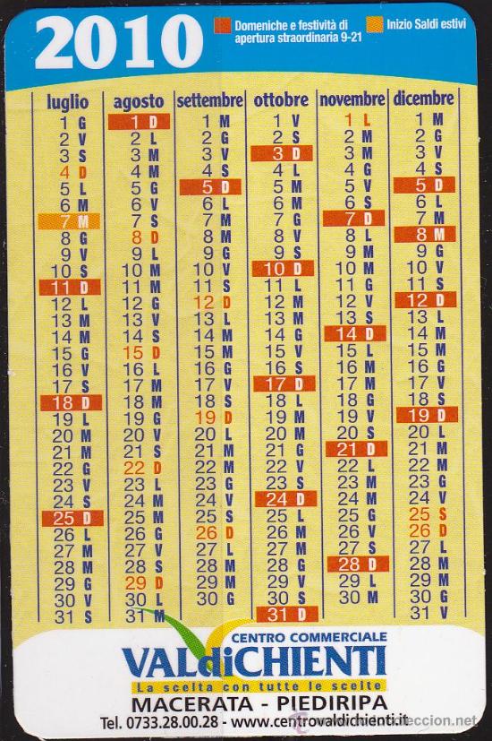 Colecionismo Calend&aacute;rios: Calendario Bolsillo Italiano Valdichienti Macerata 2010 Calendrier Kalender Kalendar