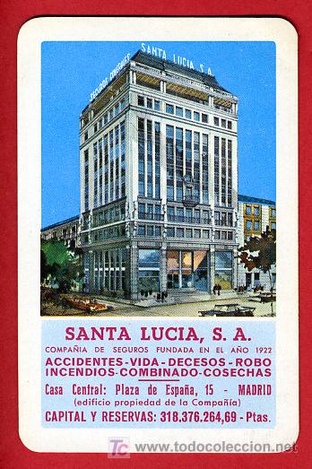 Colecionismo Calend&aacute;rios: CALENDARIO FOURNIER , PUBLICIDAD  SEGUROS SANTA LUCIA , 1971 , CAL 3647