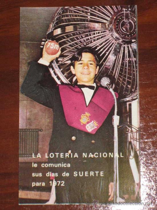 Collectionnisme Calendriers: CALENDARIO LOTERIA NACIONAL A&Ntilde;O 1972