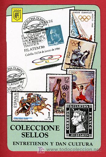 Colecionismo Calend&aacute;rios: CALENDARIO FOURNIER , EXPO VALENCIA , COLECCIONE SELLOS , 1987 , CAL3839