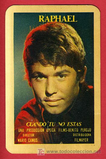 Colecionismo Calend&aacute;rios: CALENDARIO PUBLICIDAD, RAPHAEL , CUANDO TU NO ESTAS  , 1967 , CAL3959