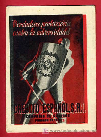 Colecionismo Calend&aacute;rios: CALENDARIO PUBLICIDAD, SEGUROS CREDITO ESPA&Ntilde;OL VALENCIA ,  1955 , CAL3975