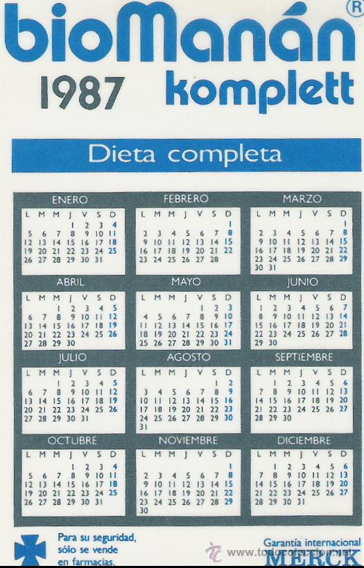 CALENDARIO BIOMANAN 1987