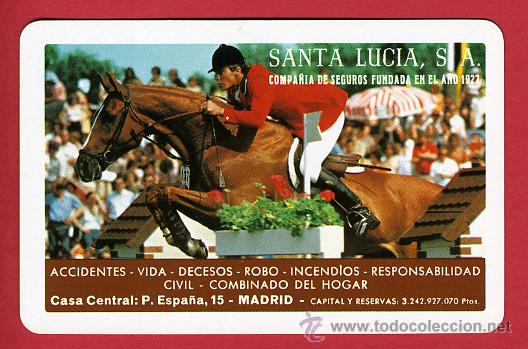 Coleccionismo calendarios: CALENDARIO FOURNIER, PUBLICIDAD , SEGUROS SANTA LUCIA , 1982 , CAL4175 ,REVERSO HORIZONTAL