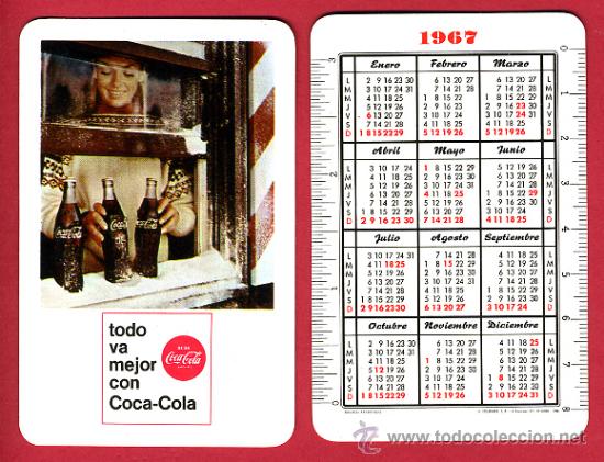 Collectionnisme Calendriers: CALENDARIO FOURNIER , PUBLICIDAD COCA COLA , 1967 , CAD 311