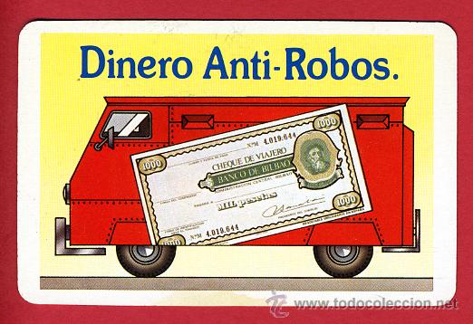 Collectables Calendars: CALENDARIO FOURNIER, PUBLICIDAD  DINERO ANTI ROBOS CHEQUE VIAJERO  , 1980 , CAL4217
