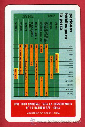 Collectionnisme Calendriers: CALENDARIO FOURNIER, PERIODOS HABILES DE PESCA  , 1979 , CAL4234