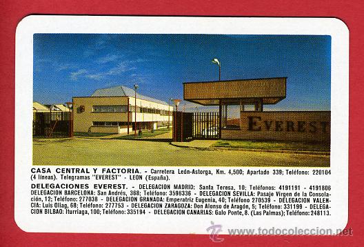 Collectionnisme Calendriers: CALENDARIO FOURNIER, PUBLICIDAD DELEGACIONES EVEREST , 1974 , CAL4314
