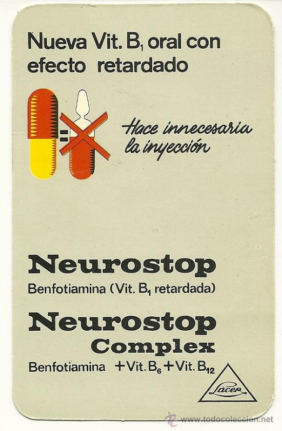 Colecionismo Calend&aacute;rios: Calendario farmac&eacute;utico de Neurostop. A&ntilde;o 1969.