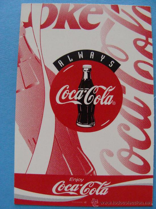 Collectionnisme Calendriers: CALENDARIO DE COCA COLA. A&Ntilde;O 1996. LOGO Y BOTELLA. ESTADOS UNIDOS.
