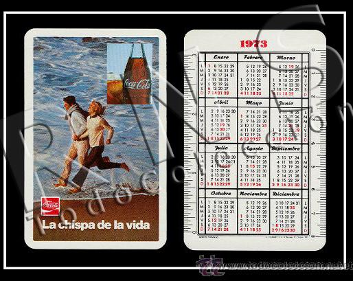Coleccionismo calendarios: CALENDARIO DE BOLSILLO COCA COLA A&Ntilde;O 1973 - COKE - H. FOURNIER - MAR PLAYA PAREJA - COCACOLA