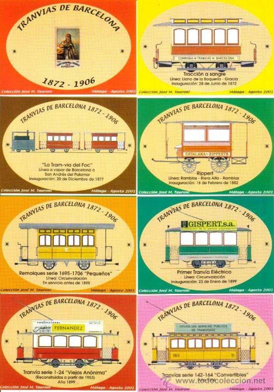 Coleccionismo calendarios: COLECCI&Oacute;N COMPLETA DE 8 CALENDARIOS DE TRANVIAS ANTIGUOS DE BARCELONA DE 2002