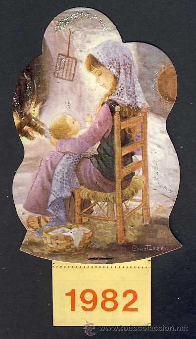 Coleccionismo Calendarios: Calendario de pared troquelado con purpurina para 1982 (aprox. 16 x 8,5 cms)