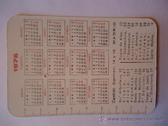Coleccionismo calendarios: calendario 1976, ulloa optico, nuevo - Foto 2