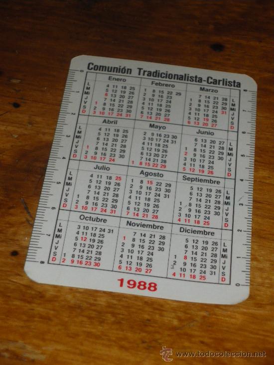 Coleccionismo calendarios: COMUNION TRADICIONALISTA CARLISTA 1988. - Foto 2