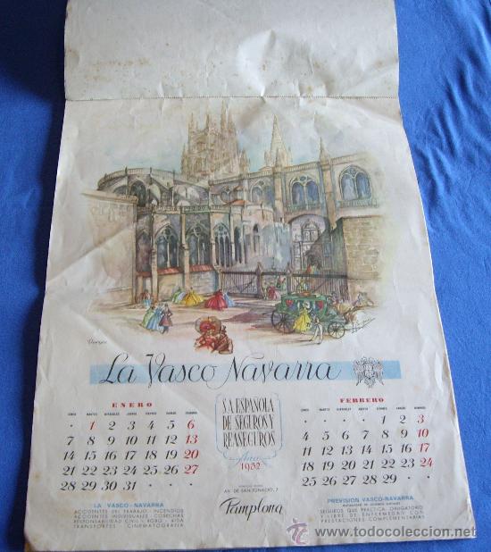 Coleccionismo calendarios: LA VASCO NAVARRA, 1952 - Foto 2