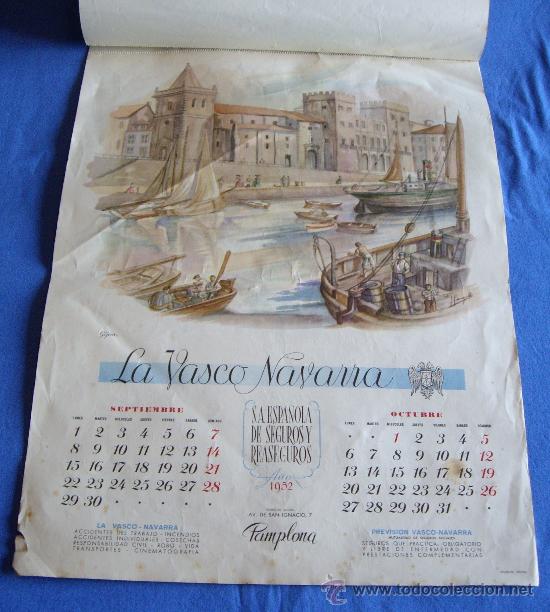 Coleccionismo calendarios: LA VASCO NAVARRA, 1952 - Foto 6