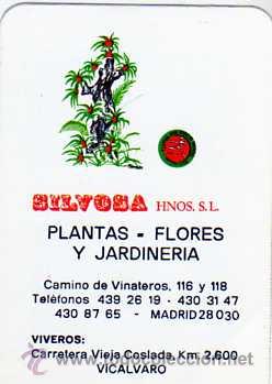 Colecionismo Calend&aacute;rios: Calendario tipo fournier. Silvosa Hnos S. L. Plantas y flores. Vicalvaro. Madrid. 1985