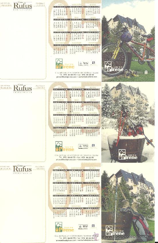 Collezionismo Calendari: 3 Calendarios Hotel Pirinee 2005