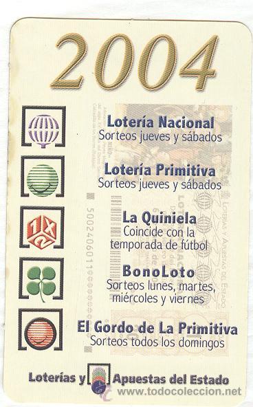 Collectionnisme Calendriers: Loteria Nacional 2004